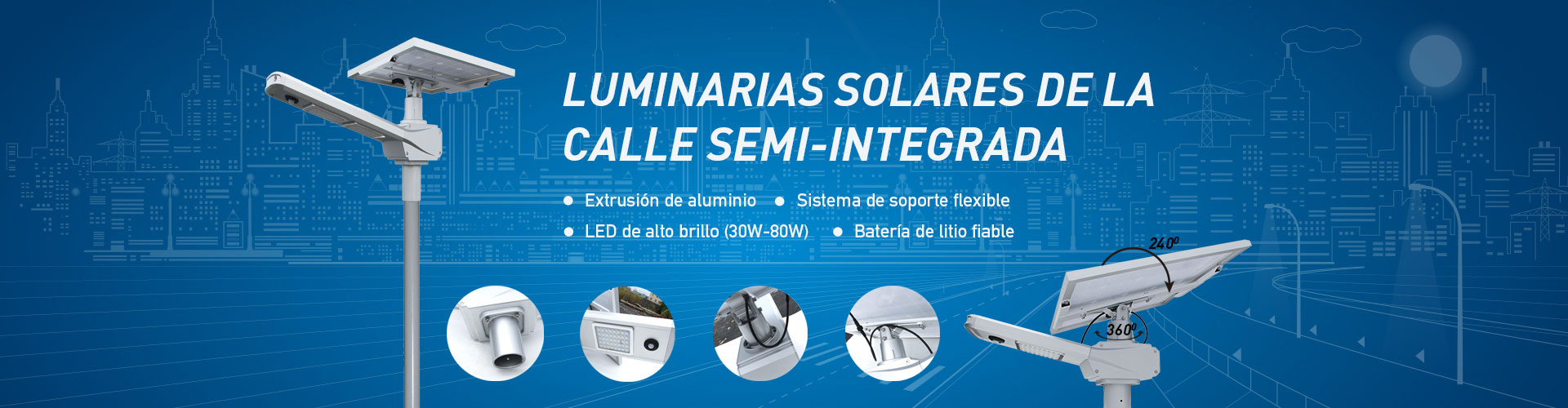 Luminarias Solares de la calle semi-integrado